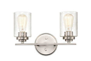 Vanity Fixtures 2 Lamps Bathroom Vanity Light - Satin Nickel - Clear Seeded Glass - 14.25in. Wide