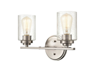 Vanity Fixtures 2 Lamps Bathroom Vanity Light - Satin Nickel - Clear Seeded Glass - 14.25in. Wide