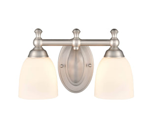 Vanity Fixtures 2 Lamps Bathroom Vanity Light - Satin Nickel - Etched White Glass - 13in. Wide