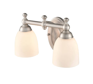 Vanity Fixtures 2 Lamps Bathroom Vanity Light - Satin Nickel - Etched White Glass - 13in. Wide