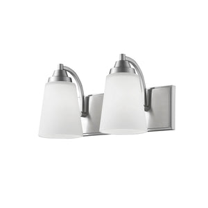 Vanity Fixtures 2 Lamps Bathroom Vanity Light - Satin Nickel - Etched White Glass - 14.5in. Wide