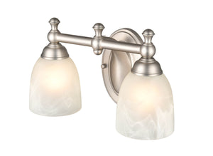 Vanity Fixtures 2 Lamps Bathroom Vanity Light - Satin Nickel - Faux Alabaster Glass - 13in. Wide