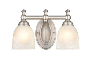 Vanity Fixtures 2 Lamps Bathroom Vanity Light - Satin Nickel - Faux Alabaster Glass - 13in. Wide