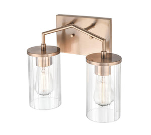 Vanity Fixtures 2 Lamps Beverlly Vanity Light - Modern Gold - Clear Beveled Glass - 13in. Wide