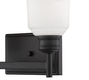 Vanity Fixtures 2 Lamps Burbank Vanity Light - Matte Black - Etched White Glass - 14.75in. Wide