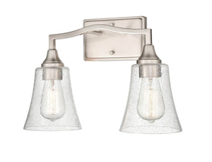 Vanity Fixtures 2 Lamps Caily Vanity Light - Brushed Nickel - Clear Seeded Glass - 15.75in. Wide