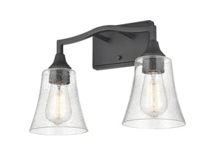 Vanity Fixtures 2 Lamps Caily Vanity Light - Matte Black - Clear Seeded Glass - 15.75in. Wide
