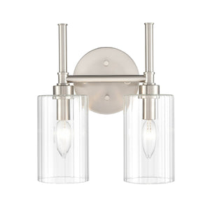 Vanity Fixtures 2 Lamps Chastine Vanity Light - Brushed Nickel - Clear Beveled Glass - 10.5in. Wide
