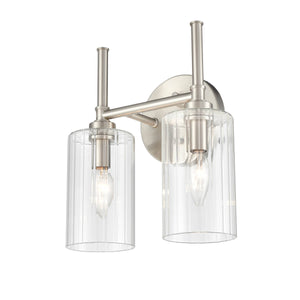 Vanity Fixtures 2 Lamps Chastine Vanity Light - Brushed Nickel - Clear Beveled Glass - 10.5in. Wide