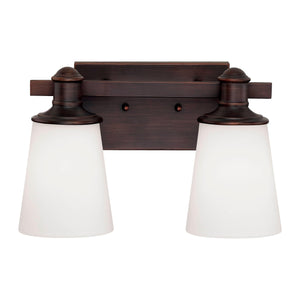 Vanity Fixtures 2 Lamps Cimmaron Vanity Light - Rubbed Bronze - Etched White Glass - 13in. Wide