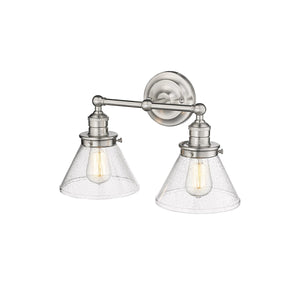 Vanity Fixtures 2 Lamps Eyden Vanity Light - Brushed Nickel - Clear Seeded Glass - 18.375in. Wide