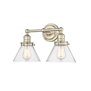 Vanity Fixtures 2 Lamps Eyden Vanity Light - Modern Gold - Clear Seeded Glass - 18.375in. Wide