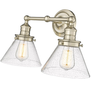 Vanity Fixtures 2 Lamps Eyden Vanity Light - Modern Gold - Clear Seeded Glass - 18.375in. Wide