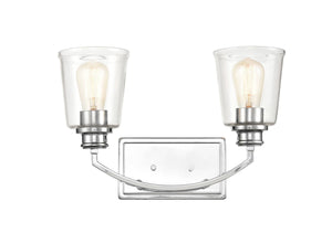 Vanity Fixtures 2 Lamps Forsyth Vanity Light - Chrome - Clear Glass - 16in. Wide