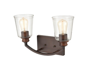 Vanity Fixtures 2 Lamps Forsyth Vanity Light - Rubbed Bronze - Clear Glass - 16in. Wide