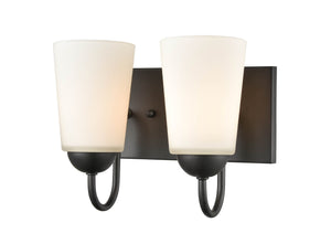 Vanity Fixtures 2 Lamps Ivey Lake Vanity Light - Matte Black - Etched White Glass - 10in. Wide