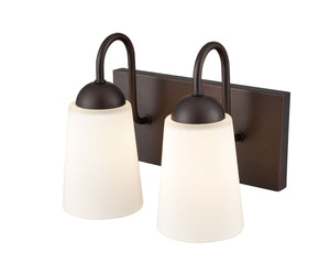 Vanity Fixtures 2 Lamps Ivey Lake Vanity Light - Rubbed Bronze - Etched White Glass - 10in. Wide