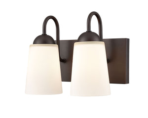 Vanity Fixtures 2 Lamps Ivey Lake Vanity Light - Rubbed Bronze - Etched White Glass - 10in. Wide