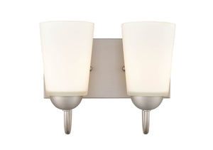 Vanity Fixtures 2 Lamps Ivey Lake Vanity Light - Satin Nickel - Etched White Glass - 10in. Wide