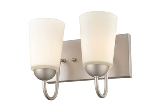 Vanity Fixtures 2 Lamps Ivey Lake Vanity Light - Satin Nickel - Etched White Glass - 10in. Wide