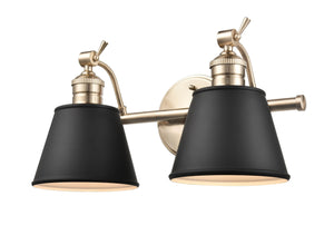 Vanity Fixtures 2 Lamps Layne Vanity Light - Modern Gold - Black Fabric - 15.75in. Wide