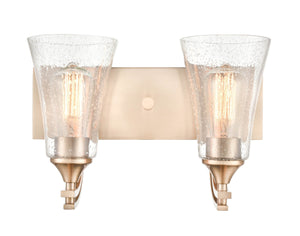 Vanity Fixtures 2 Lamps Natalie Vanity Light - Modern Gold - Clear Seeded Glass - 14.5in. Wide