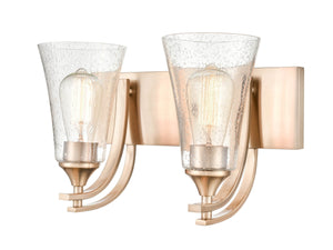 Vanity Fixtures 2 Lamps Natalie Vanity Light - Modern Gold - Clear Seeded Glass - 14.5in. Wide