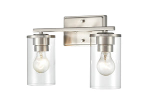 Vanity Fixtures 2 Lamps Verlana Vanity Light - Brushed Nickel - Clear Glass - 14in. Wide