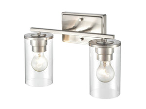 Vanity Fixtures 2 Lamps Verlana Vanity Light - Brushed Nickel - Clear Glass - 14in. Wide