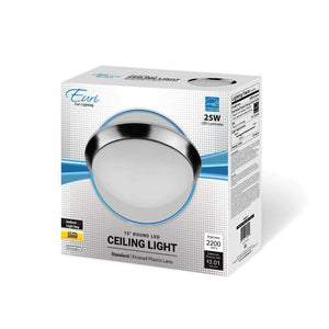 Flush Mounts 25W 15" Round Chrome Dimmable LED Ceiling Light - 180° Beam - 120V - Direct Wiring - 2200lm - 3000K Warm White