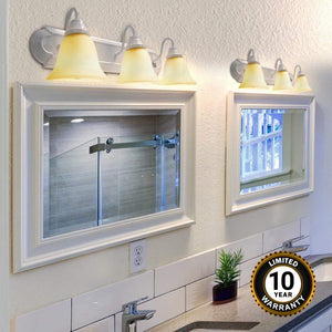 Vanity Fixtures 27W White Indoor Dimmable LED Bathroom Light - 180° Beam - 120V - Direct Wiring - 2430lm - 2700K Soft White