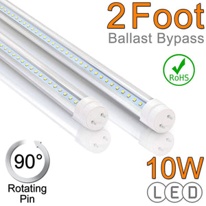 LED Tubes 2ft - 10 Watts - T8 LED Tube  - 90° Rotating Pin 6000K (Daylight White)