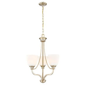 Chandeliers 3 Lamps Alberta Chandelier - Modern Gold Finish - White Glass - 18in Diameter - E26 Medium Base