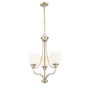 Chandeliers 3 Lamps Alberta Chandelier - Modern Gold Finish - White Glass - 18in Diameter - E26 Medium Base