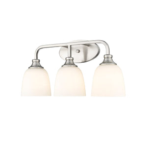 Vanity Fixtures 3 Lamps Alberta Vanity Light - Brushed Nickel - White Glass - 22in. Wide