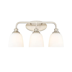 Vanity Fixtures 3 Lamps Alberta Vanity Light - Modern Gold - White Glass - 22in. Wide
