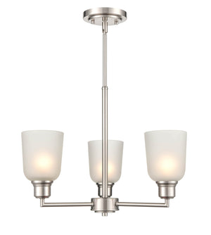 Chandeliers 3 Lamps Amberle Chandelier - Brushed Nickel - Frosted White Glass - 19.5in Diameter - E26 Medium Base