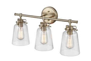 Vanity Fixtures 3 Lamps Amberose Vanity Light - Modern Gold - Hammered Glass - 23in. Wide