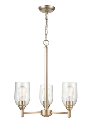 Chandeliers 3 Lamps Arlett Chandelier - Modern Gold Finish - Clear Glass - 18.75in Diameter - E26 Medium Base