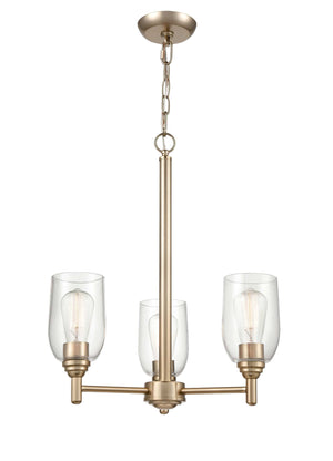 Chandeliers 3 Lamps Arlett Chandelier - Modern Gold Finish - Clear Glass - 18.75in Diameter - E26 Medium Base