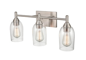 Vanity Fixtures 3 Lamps Arlett Vanity Light - Brushed Nickel - Clear Glass - 22in. Wide
