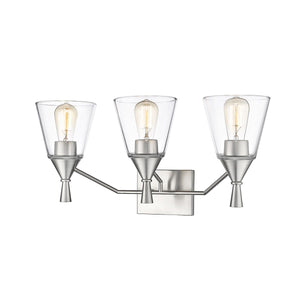 Vanity Fixtures 3 Lamps Artini Vanity Light - Brushed Nickel - Clear Glass - 23in. Wide