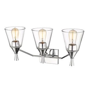 Vanity Fixtures 3 Lamps Artini Vanity Light - Chrome - Clear Glass - 23in. Wide
