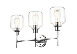 Vanity Fixtures 3 Lamps Asheville Vanity Light - Chrome - Clear Glass - 25in. Wide