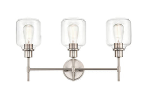 Vanity Fixtures 3 Lamps Asheville Vanity Light - Satin Nickel - Clear Glass - 25in. Wide