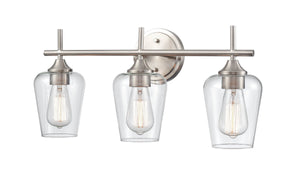 Vanity Fixtures 3 Lamps Ashford Vanity Light - Brushed Nickel - Clear Glass - 22in. Wide