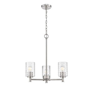 Chandeliers 3 Lamps Ashli Chandelier - Brushed Nickel Finish - Clear Honeycomb Glass - 20in Diameter - E26 Medium Base