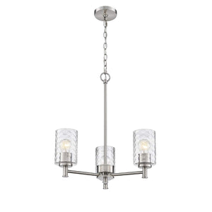 Chandeliers 3 Lamps Ashli Chandelier - Brushed Nickel Finish - Clear Honeycomb Glass - 20in Diameter - E26 Medium Base