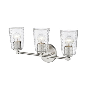 Vanity Fixtures 3 Lamps Ashli Vanity Light - Brushed Nickel - Clear Honeycomb Glass - 20in. Wide