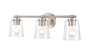 Vanity Fixtures 3 Lamps Bathroom Vanity Light - Brushed Nickel - Clear Seeded Glass - 24.5in. Wide